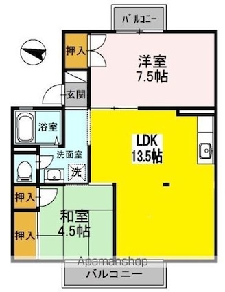 セジュール鳳[2LDK/55.64m2]の間取図