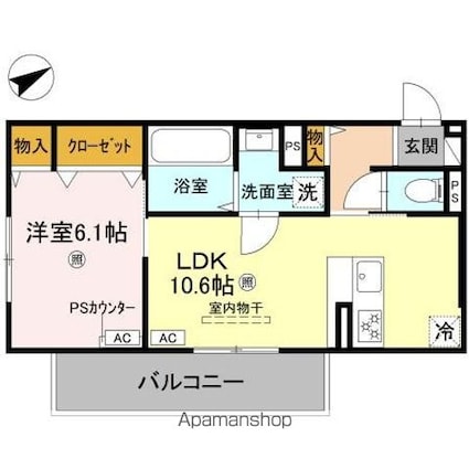 ＤーＲＯＯＭ守山３丁目[1LDK/41.86m2]の間取図
