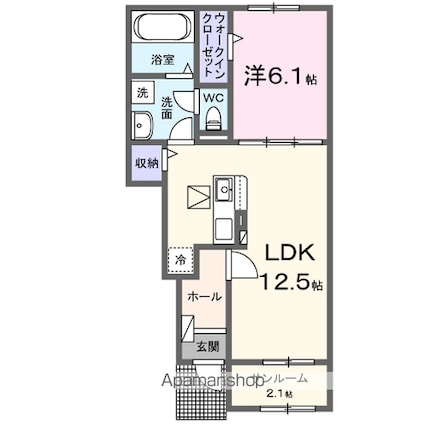 ハピネス落合Ｂ[1LDK/48.18m2]の間取図