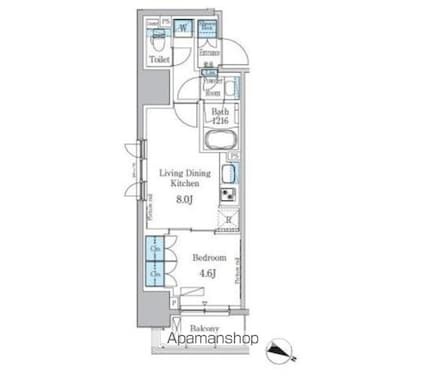 パークアクシス小伝馬町[1LDK/34.54m2]の間取図
