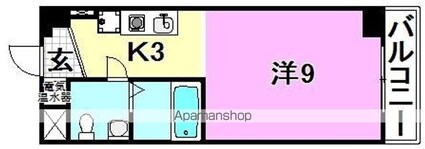 カローラ樽味[1K/27.2m2]の間取図