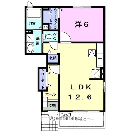 宮城県石巻市開北３丁目[1LDK/46.22m2]の間取図