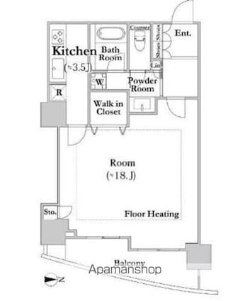東京都新宿区河田町[1K/51.86m2]の間取図