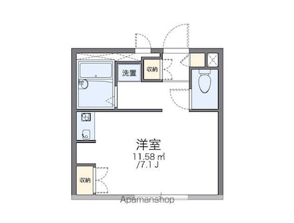 レオパレスジュネスＥＢＡ[1K/20.7m2]の間取図
