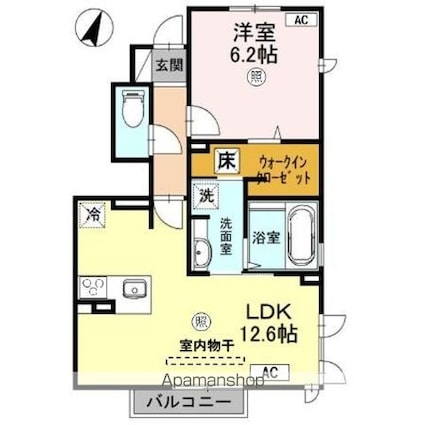 ブローニュ　Ｂ棟[1LDK/47.4m2]の間取図