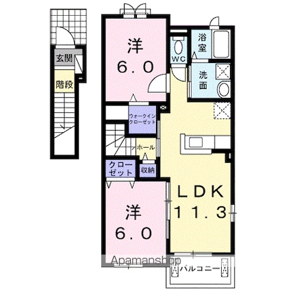 カロン[2LDK/58.21m2]の間取図
