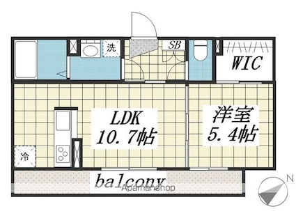 シャングリラ[1LDK/40.85m2]の間取図