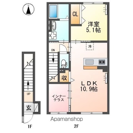 レオン[1SLDK/48.44m2]の間取図