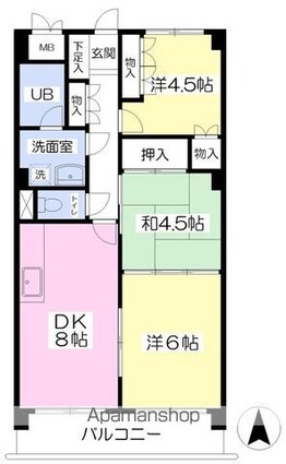 松山南マンション[3DK/54.02m2]の間取図