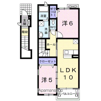クレアコート　Ⅲ[2LDK/54.67m2]の間取図