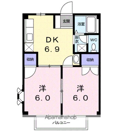 ベルメゾンＢＢ２[2DK/40.04m2]の間取図