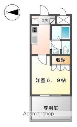 向日葵[1K/24.75m2]の間取図
