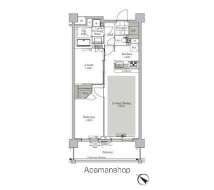 パークキューブ西ヶ原ステージ[1SLDK/58.15m2]の間取図