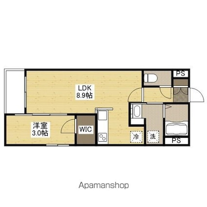 月光福山東弐番館[1LDK/29.8m2]の間取図