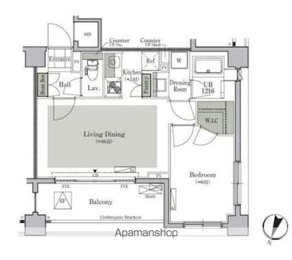 パークキューブ西ヶ原ステージ[1LDK/43.18m2]の間取図