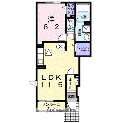 ローレル　Ａ[1LDK/43.61m2]の間取図