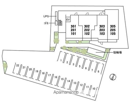 岡山県倉敷市西阿知町西原[1LDK/44.49m2]の配置図