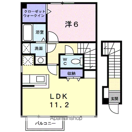 ウィッシュⅠ[1LDK/46.28m2]の間取図