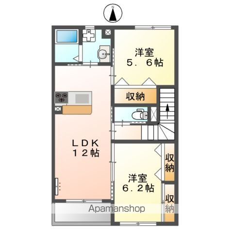 ＤＯＵＢＬＥ　ＲＡＩＮＢＯＷ（ダブルレインボー） 202 ｜ 静岡県浜松市中央区葵西１丁目2-30（賃貸アパート2LDK・2階・55.52㎡） その2