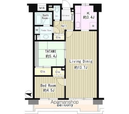 東京都小金井市東町４丁目[2LDK/60.28m2]の間取図