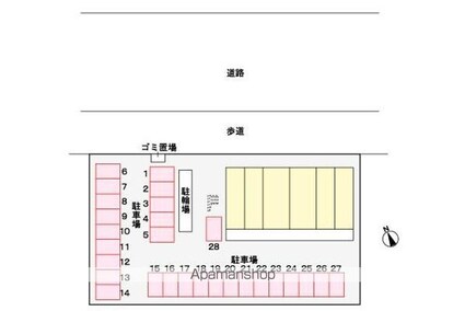 香川県高松市伏石町[1LDK/43.94m2]の配置図