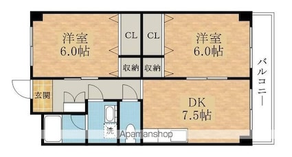 リュミエール高谷[2DK/49.2m2]の間取図