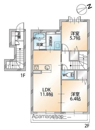 シャーメゾン　爽[2LDK/60.18m2]の間取図