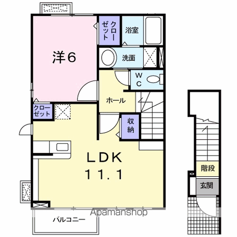 レインボーハウスＡ 201 ｜ 福島県いわき市平字月見町51-6（賃貸アパート1LDK・2階・46.09㎡） その2