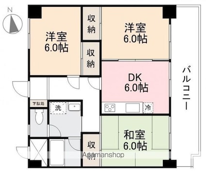 ドミール松縄[3DK/59.28m2]の間取図