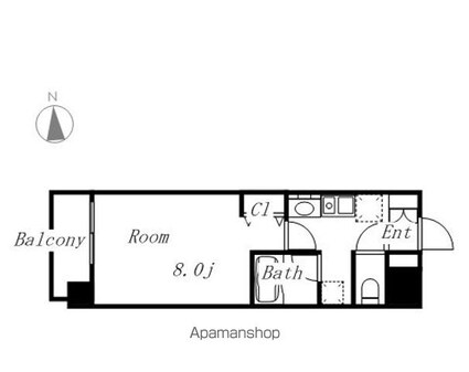 グレイス上前津[1K/25.73m2]の間取図