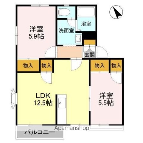 ライフタウニーB街区 6号棟の間取り写真