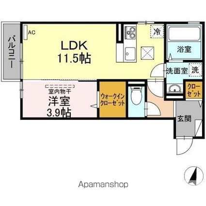 Ｄーｐｒｅｍｉｅｒ牡丹山[1LDK/41.01m2]の間取図