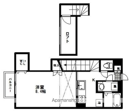 エスポワール・シャトー愛子Ⅲ[1K/33.83m2]の間取図