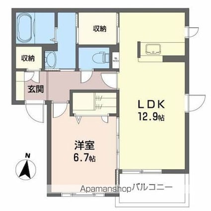 プロムナード南ヶ丘Ａ[1LDK/51m2]の間取図