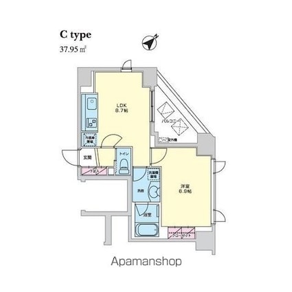エコロジー柳橋レジデンス[1LDK/37.95m2]の間取図