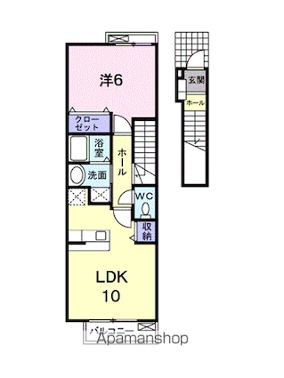 フルール　Ａ[1LDK/42.37m2]の間取図
