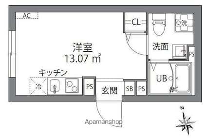 グレンジフォード高円寺南[1R/20m2]の間取図