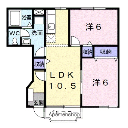 ブリッサ日高Ⅱ[2LDK/51.79m2]の間取図
