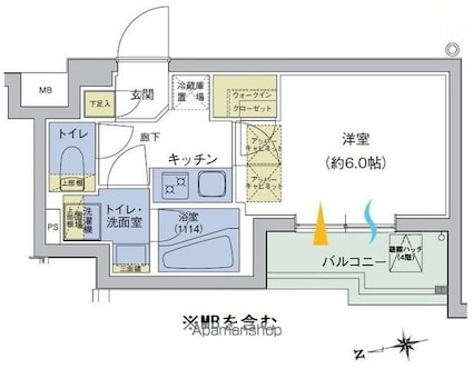 アジールコート品川中延[1K/22.62m2]の間取図