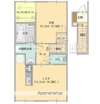 グランツリー下浜田[1LDK/41.09m2]の間取図