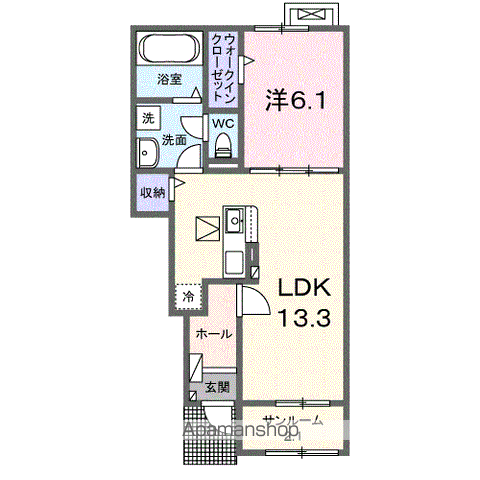ゼファーⅡ 103 ｜ 山口県下松市南花岡１丁目3-34（賃貸アパート1LDK・1階・50.01㎡） その2
