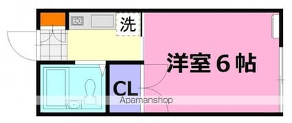 広島県広島市南区翠３丁目[1K/18m2]の間取図