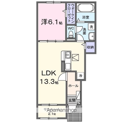 グリシーヌ[1LDK/50.05m2]の間取図