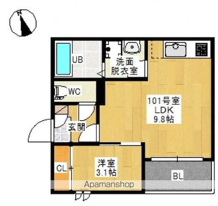 ＲＥＧＡＬＥＳＴ　千田町[1LDK/30.85m2]の間取図