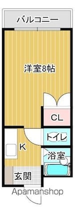 クリーンハイツ弓立Ⅰ[1K/22.56m2]の間取図