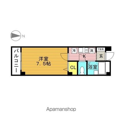 ウェストコートⅢ[1K/22.02m2]の間取図