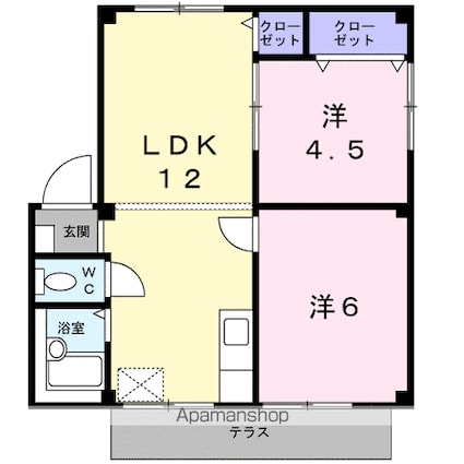 シティハイツ檀Ｂ[2LDK/44.28m2]の間取図
