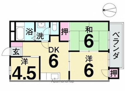 ウィスタリア昭和町[3DK/50.96m2]の間取図