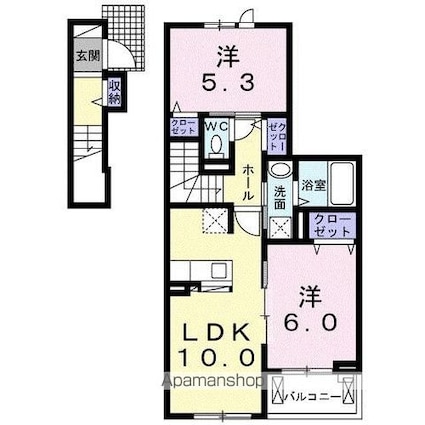 香川県高松市太田下町[2LDK/54.61m2]の間取図