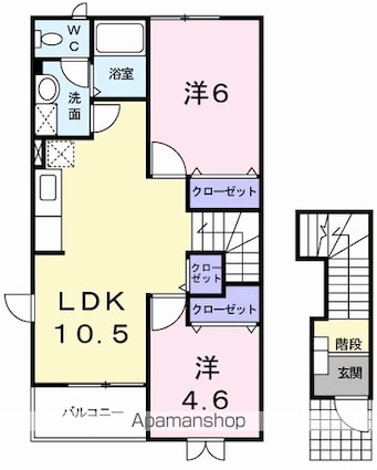 リバーハウスあいおい[2LDK/51.67m2]の間取図